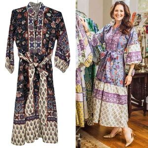 Sue Sartor | Dresses | Sue Sartor Flounce Dress In Cinnabarblueblack Garden  Party Print Size Medium | Poshmark